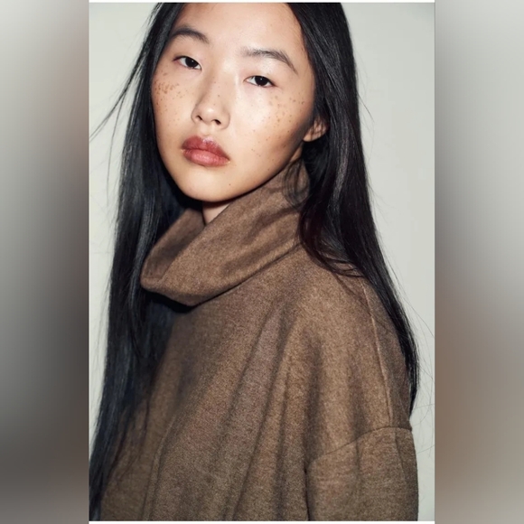 ✨2/$50✨NWT Zara Soft Cowl Neck Top In Taupe Brown - Picture 2 of 12